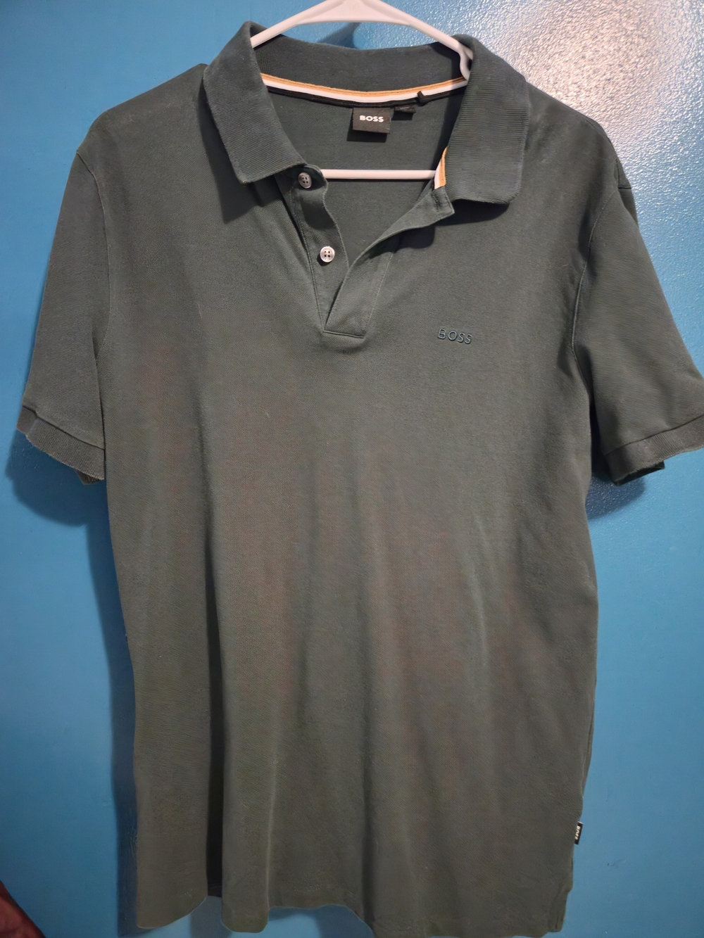 BOSS Men's Green Polo Shirt